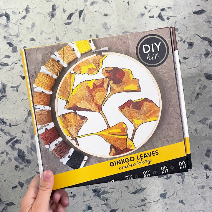 DIY Embroidery Kit - Ginkgo Leaves (8")