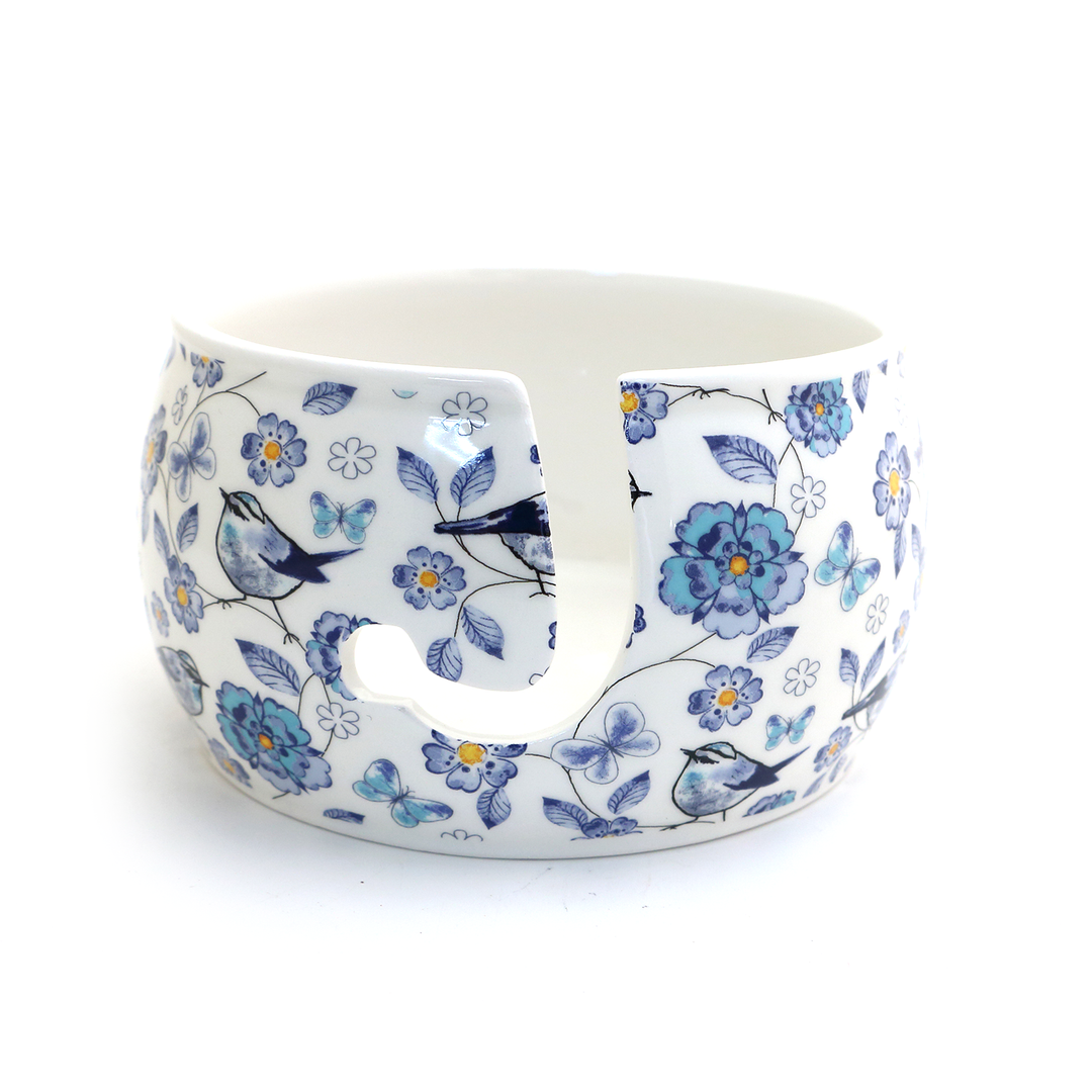 Blue Birds Ceramic Yarn Bowl