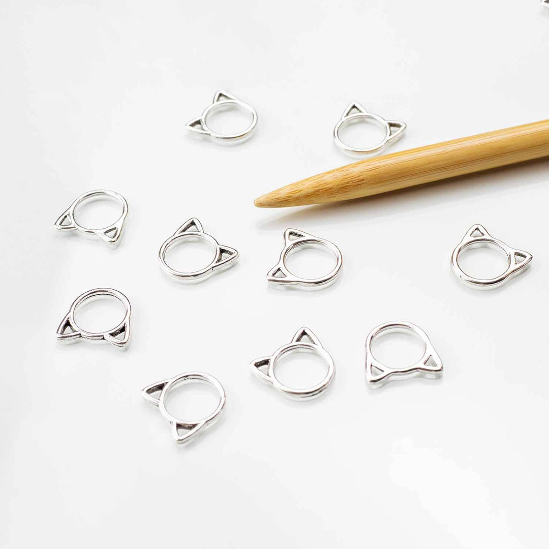 Silver Cat Simple Stitch Markers