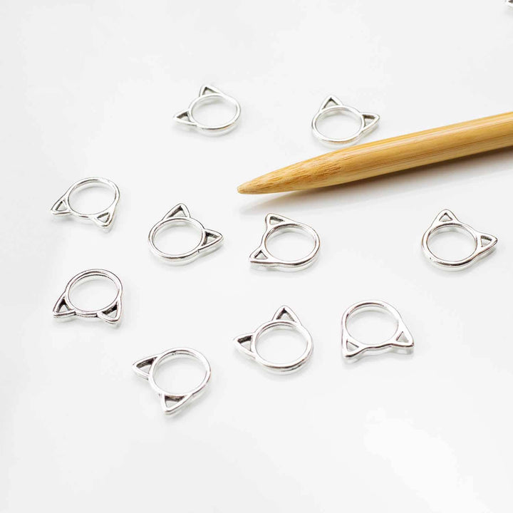 Silver Cat Simple Stitch Markers