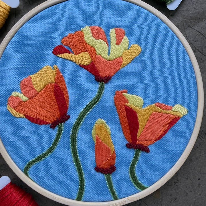 DIY Embroidery Kit - California Poppy (5")