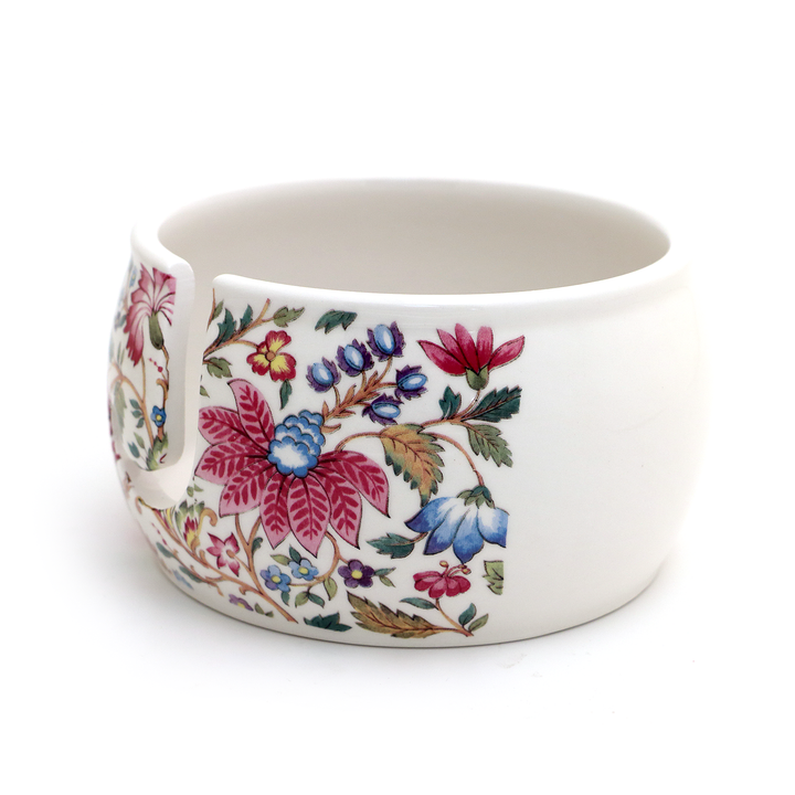 Ceramic Yarn Bowl, Vintage tapestry pattern