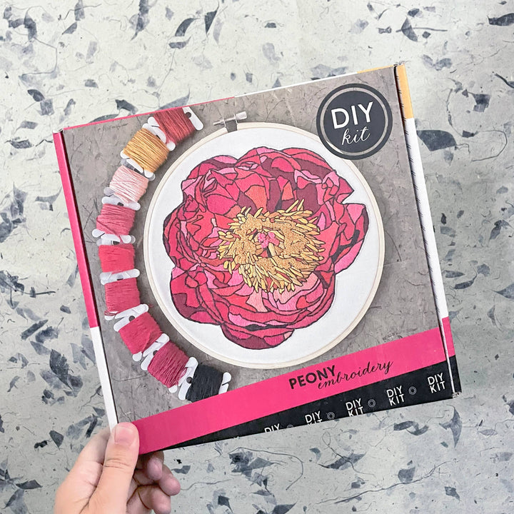 DIY Embroidery Kit - Peony (8")