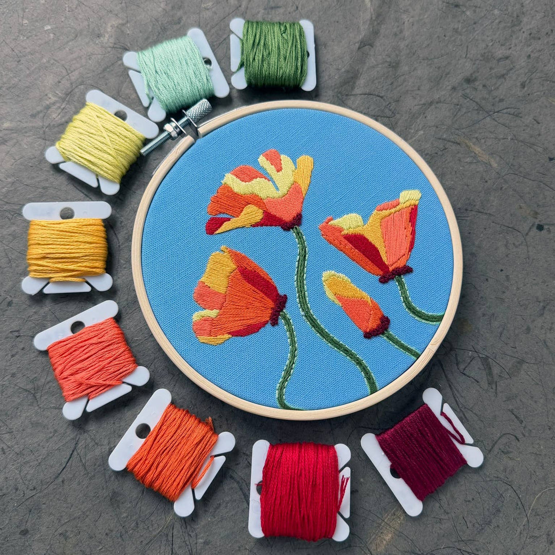 DIY Embroidery Kit - California Poppy (5")