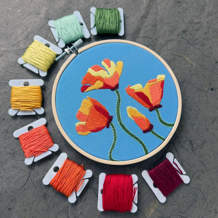 DIY Embroidery Kit - California Poppy (5")