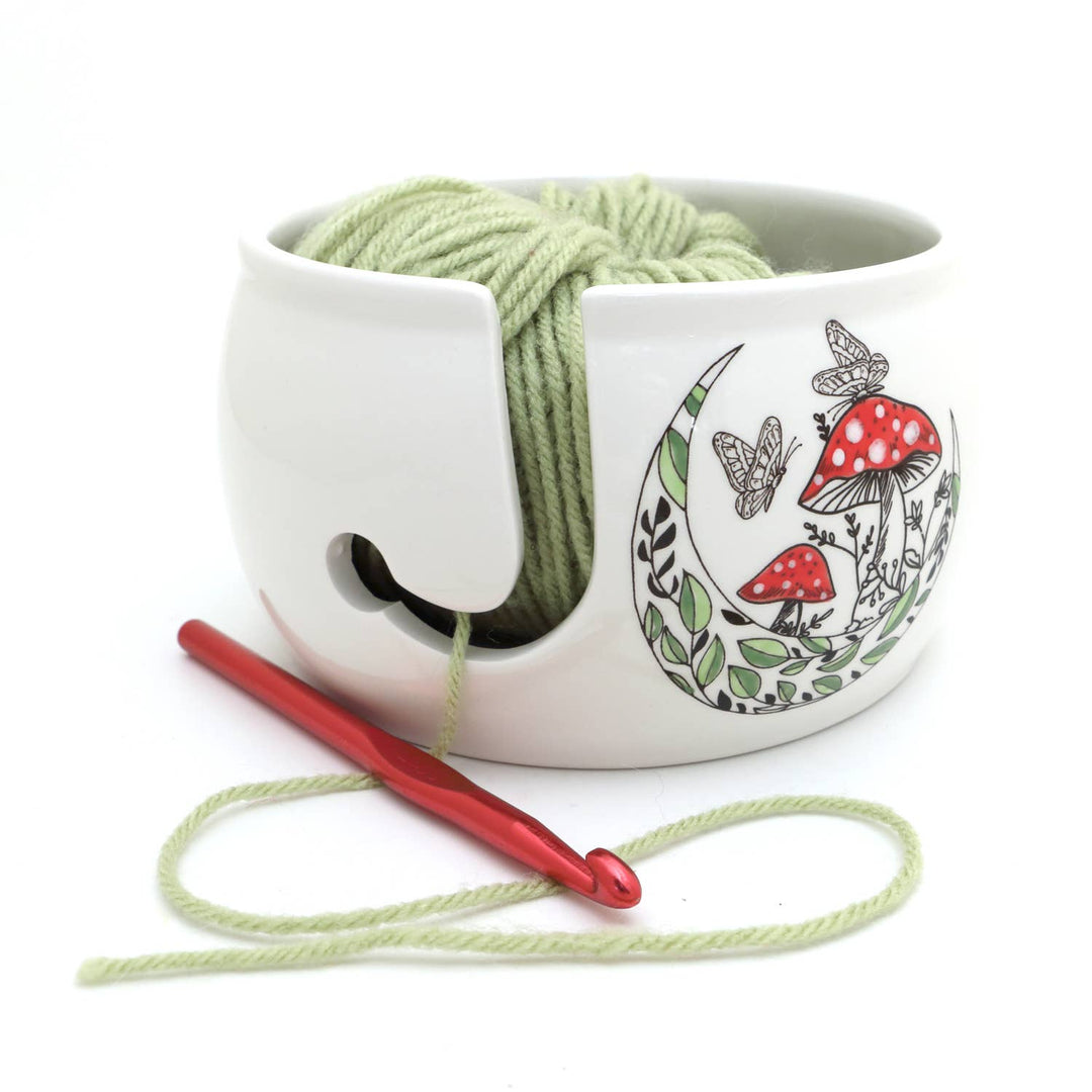 Mushroom and Moon Ceramic Yarn Bowl