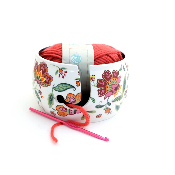 Vintage Applique Ceramic Yarn Bowl, applique pattern