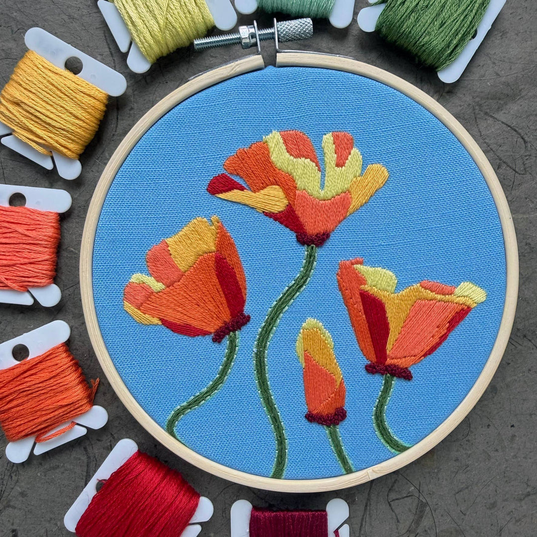 DIY Embroidery Kit - California Poppy (5")