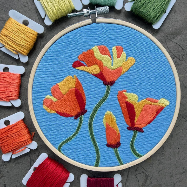 DIY Embroidery Kit - California Poppy (5")