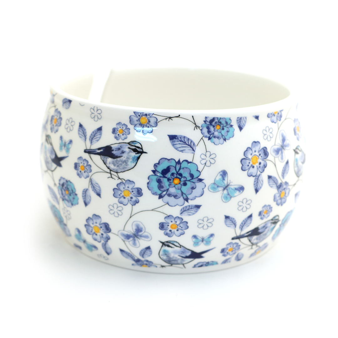 Blue Birds Ceramic Yarn Bowl