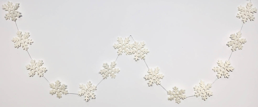 60" Felt garland, SNOWFLAKES cream