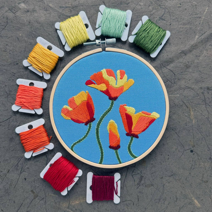 DIY Embroidery Kit - California Poppy (5")