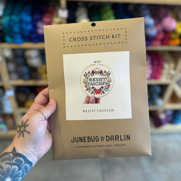 Resist Fascism Cross Stitch Kit - Junebug and Darlin