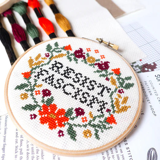 Resist Fascism Cross Stitch Kit - Junebug and Darlin