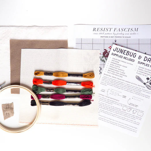Resist Fascism Cross Stitch Kit - Junebug and Darlin