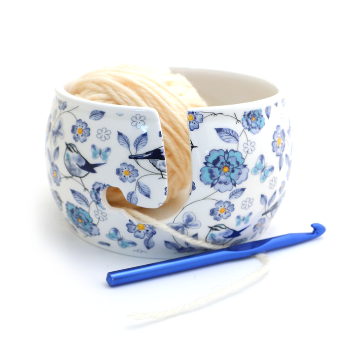 Blue Birds Ceramic Yarn Bowl