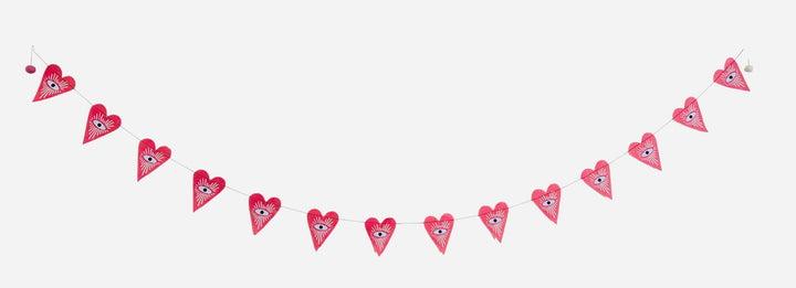 6ft Paper Garland, evil eye/heart