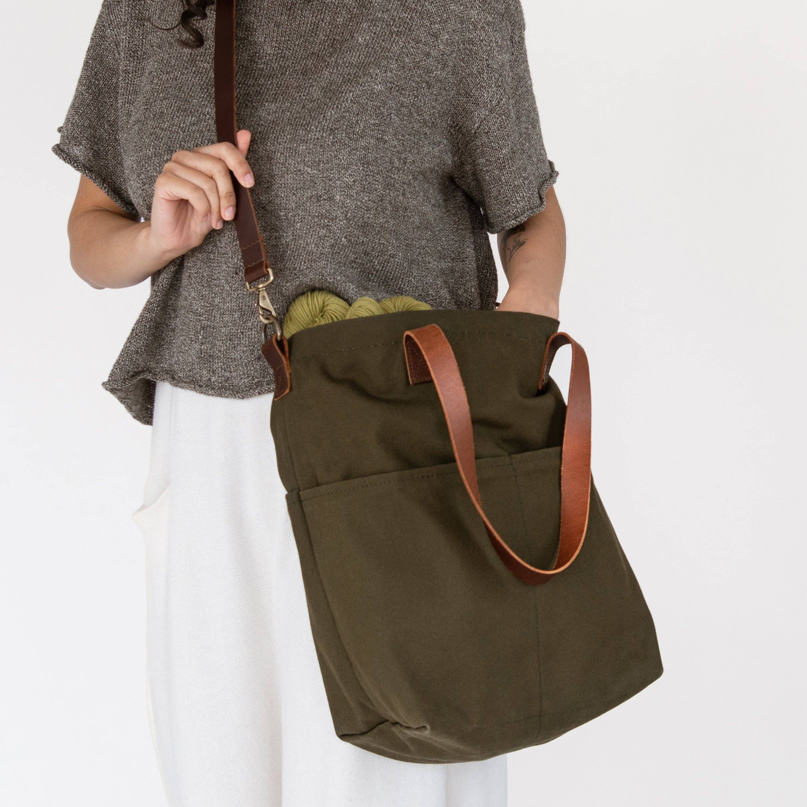 Canvas Crossbody Project Tote – Starlight Knitting Society