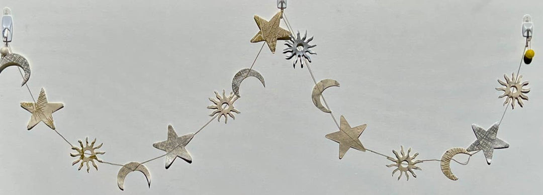 5ft  Paper Garlands, sun moon star metallic