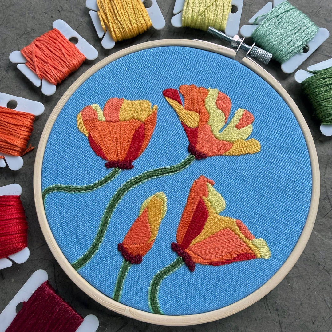 DIY Embroidery Kit - California Poppy (5")